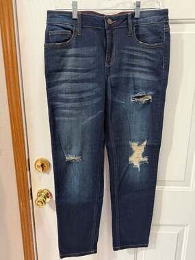 Cello Women's Blue High-Rise Distressed Skinny Jeans